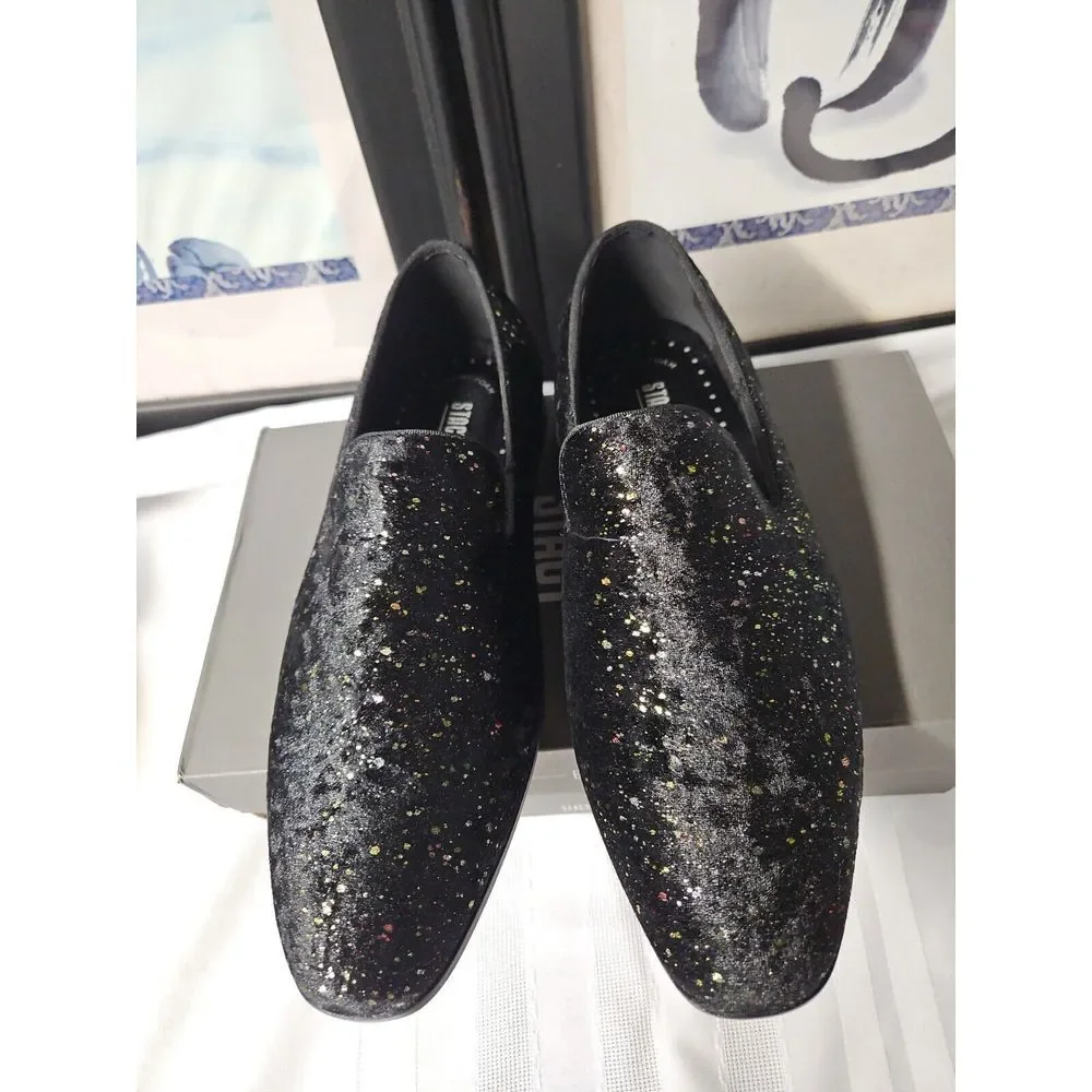 Stacy Adams Men's Stellar Glitter Slip On Loafer, Black, 7.5‎